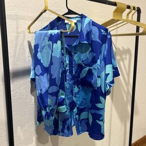 Sugar Lips Blue Floral Button-Up Set